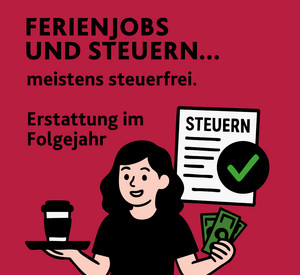 Eine Kellnerin mit einem Tablet und Geld in der Hand